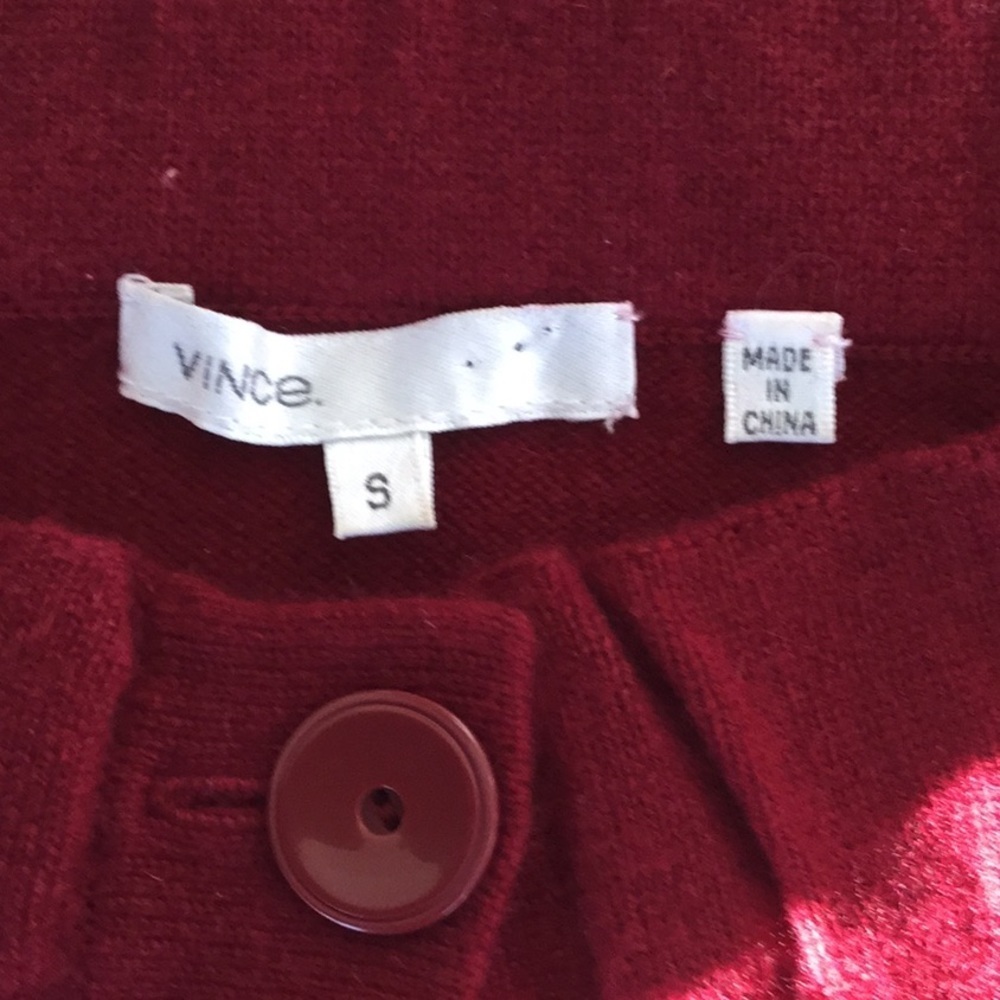 VINCE Cashmere Red Size S Cardigan - Picture 6 of 6